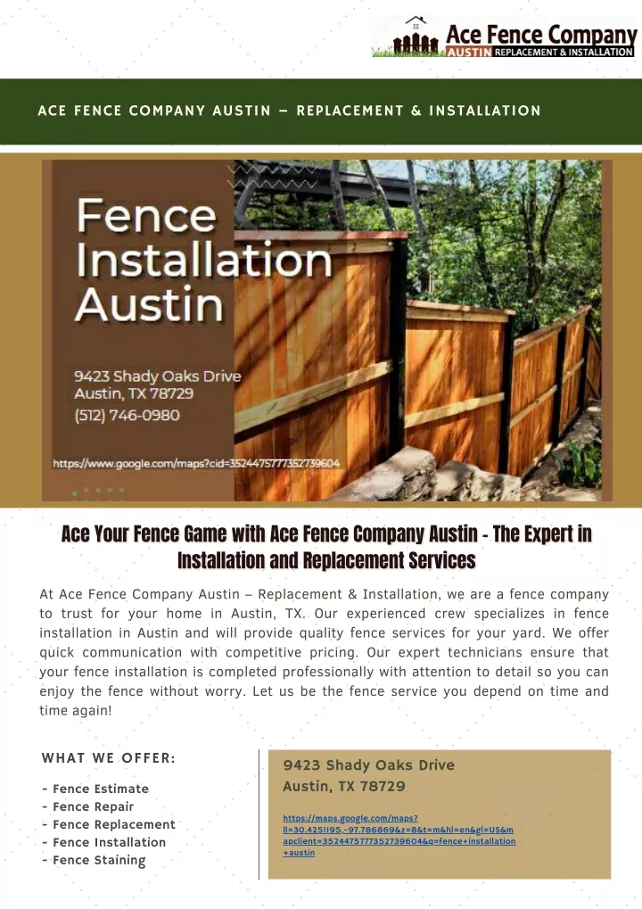 ace fence company austin replacement installation