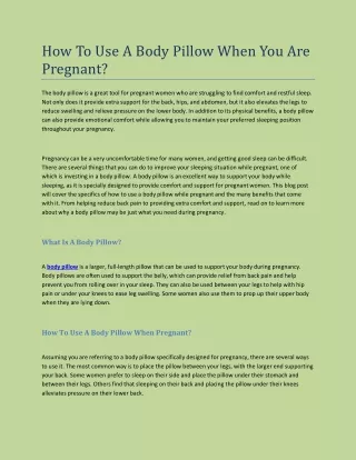 how to use a body pillow when you are pregnant