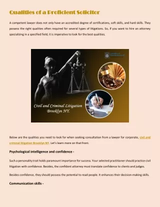 qualities of a proficient solicitor qualities