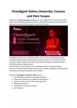 Chandigarh Online University_ Courses and their Scopes