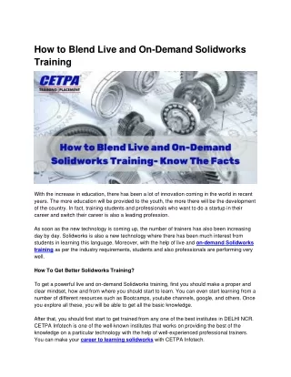 how to blend live and on demand solidworks