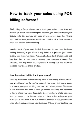 How to track your sales using POS billing software