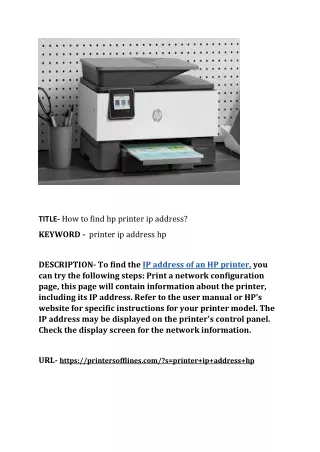 title how to find hp printer ip address