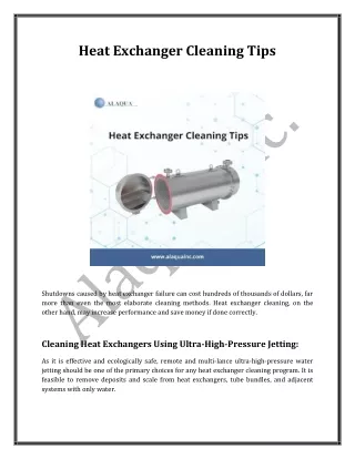 heat exchanger cleaning tips