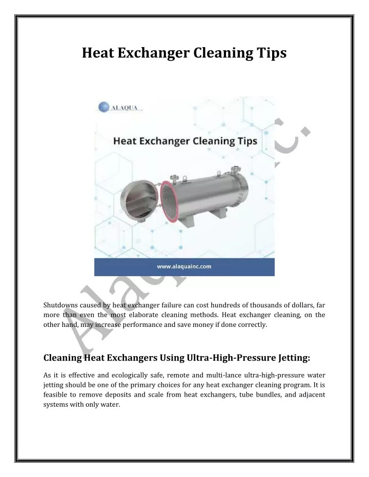 heat exchanger cleaning tips