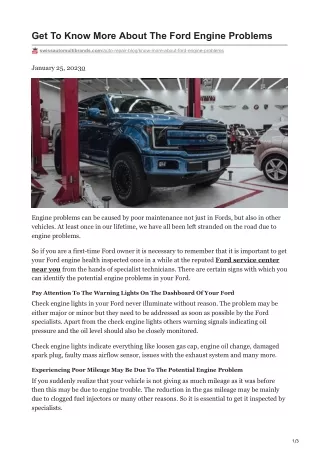 get to know more about the ford engine problems