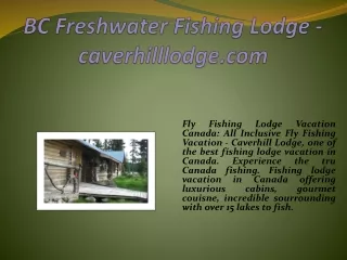 BC Freshwater Fishing Lodge - caverhilllodge.com