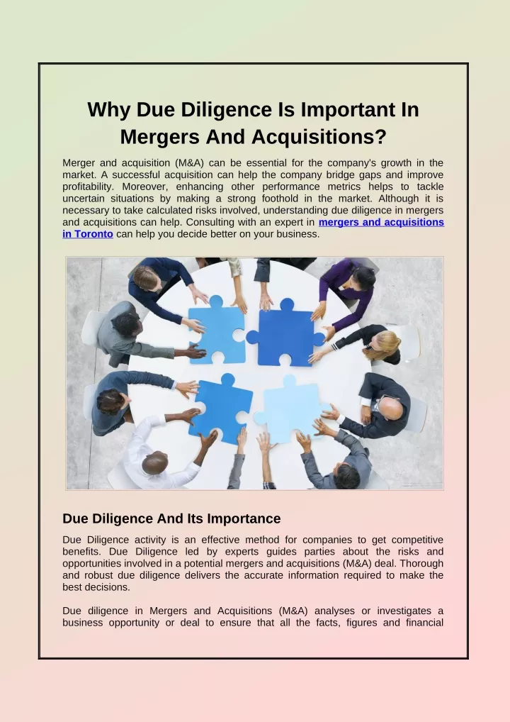 why due diligence is important in mergers