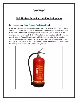 Find The Best Foam Portable Fire Extinguisher