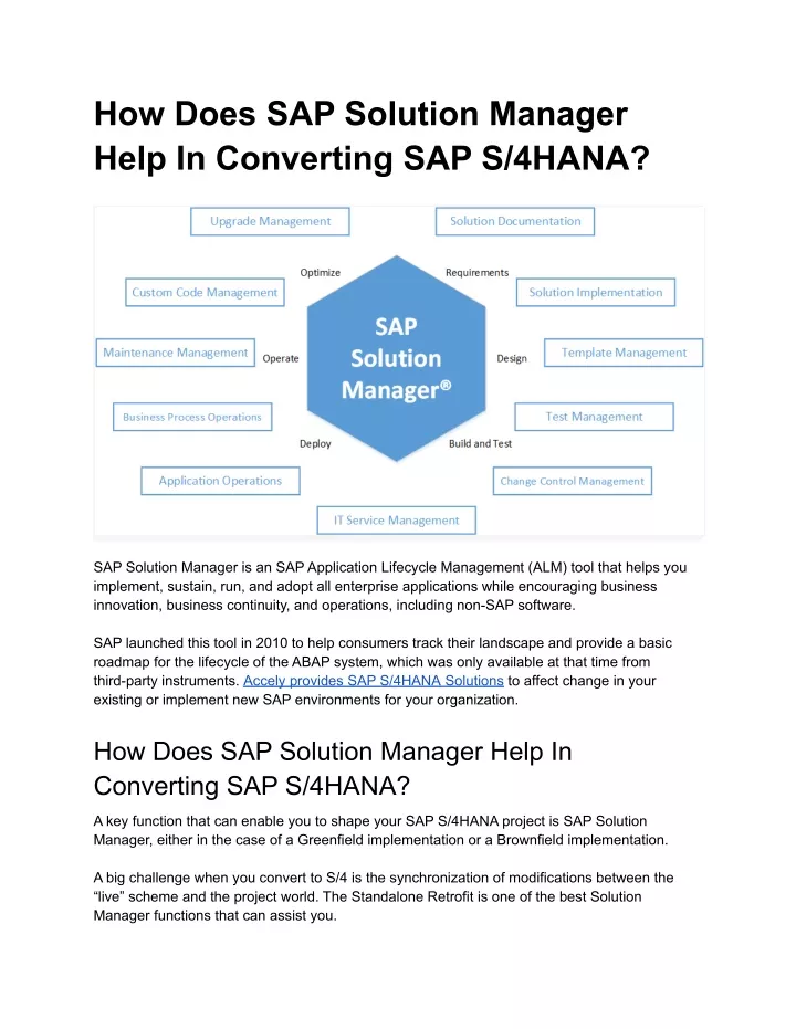 how does sap solution manager help in converting
