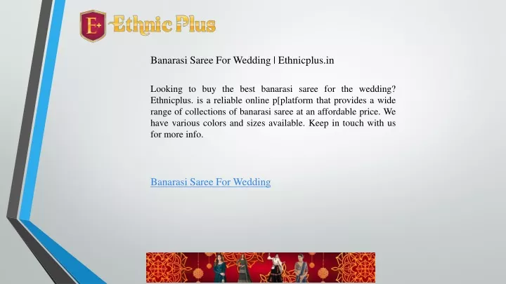 banarasi saree for wedding ethnicplus in