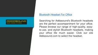 Bluetooth Headset for Office  Addasound.com