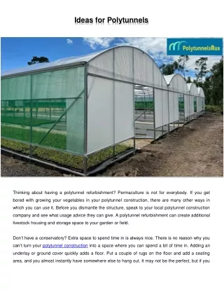 ideas for polytunnels