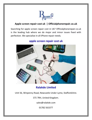 Apple screen repair cost uk  | Officialphonerepair.co.uk