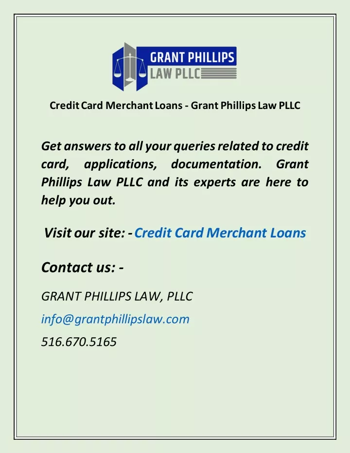 credit card merchant loans grant phillips law pllc