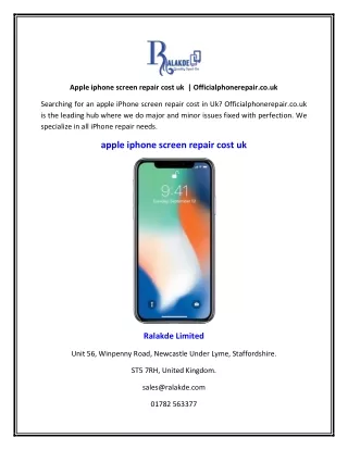 Apple iphone screen repair cost uk  | Officialphonerepair.co.uk