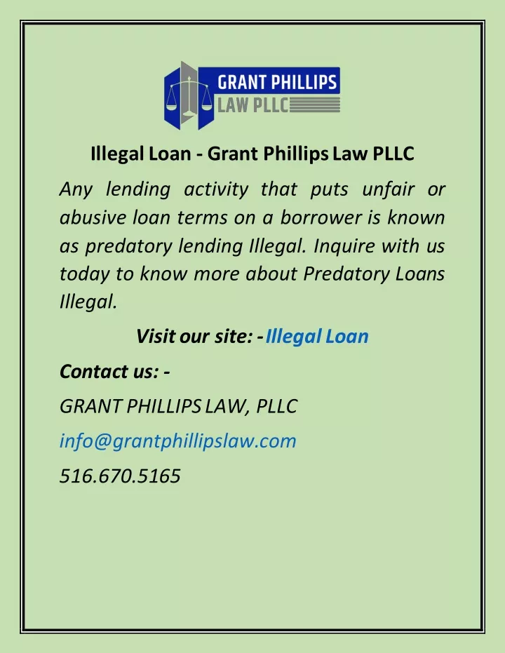 illegal loan grant phillips law pllc
