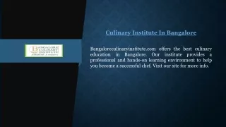 Culinary Institute In Bangalore  Bangaloreculinaryinstitute.com