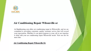 Air Conditioning Repair Wilsonville or | Hajekheating.com