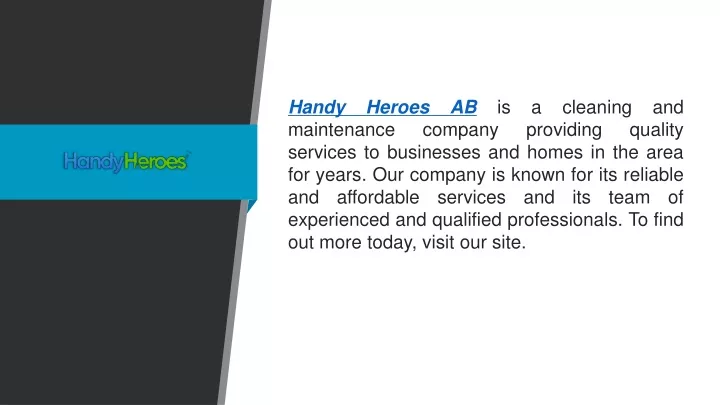 handy heroes ab is a cleaning and maintenance