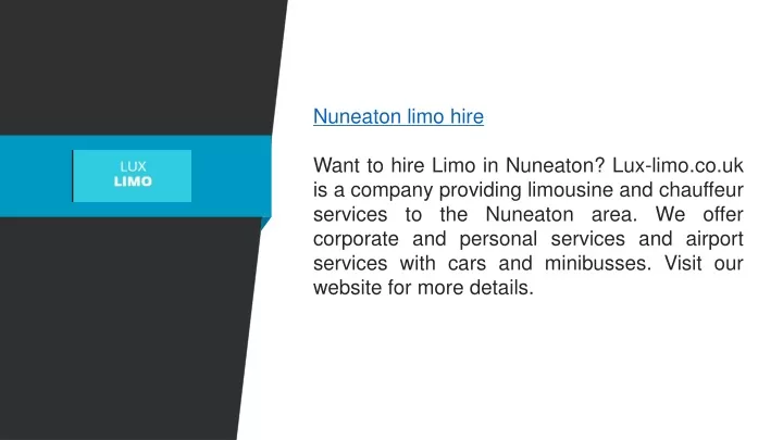 nuneaton limo hire want to hire limo in nuneaton