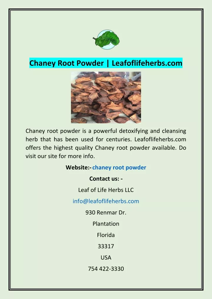 chaney root powder leafoflifeherbs com