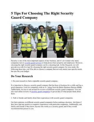 5 Tips For Choosing The Right Security Guard Company - metroguards
