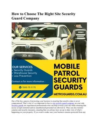 How to Choose The Right Site Security Guard Company - metroguards