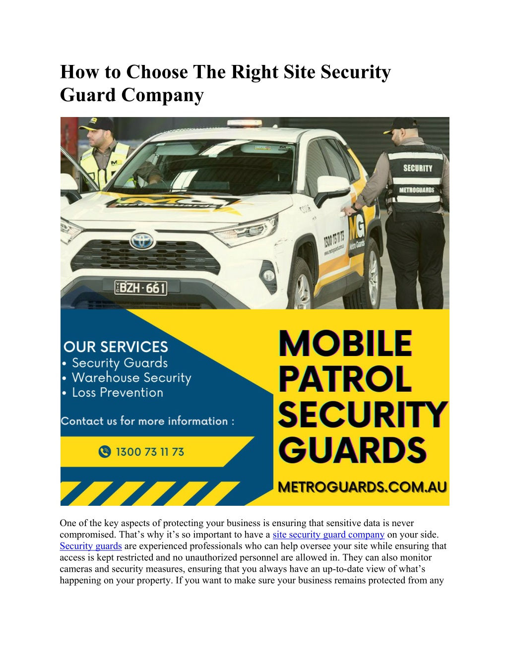 PPT - How to Choose The Right Site Security Guard Company - metroguards ...