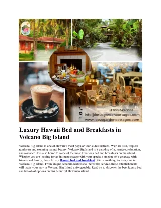 Luxury Hawaii Bed and Breakfasts in Volcano Big Island