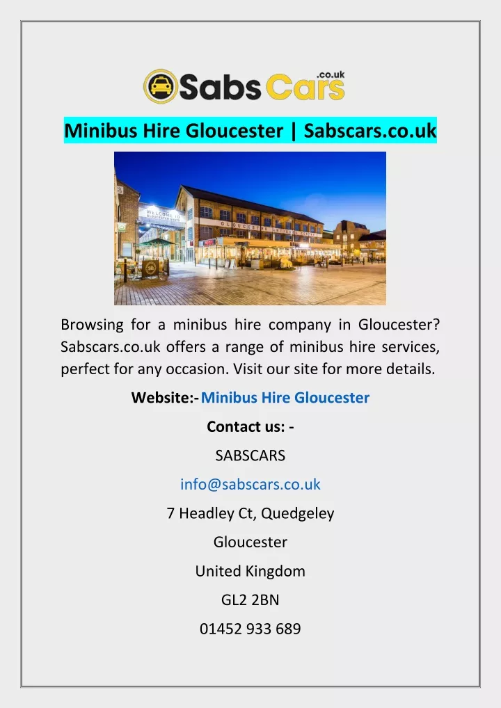 minibus hire gloucester sabscars co uk