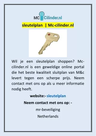 sleutelplan  | Mc-cilinder.nl