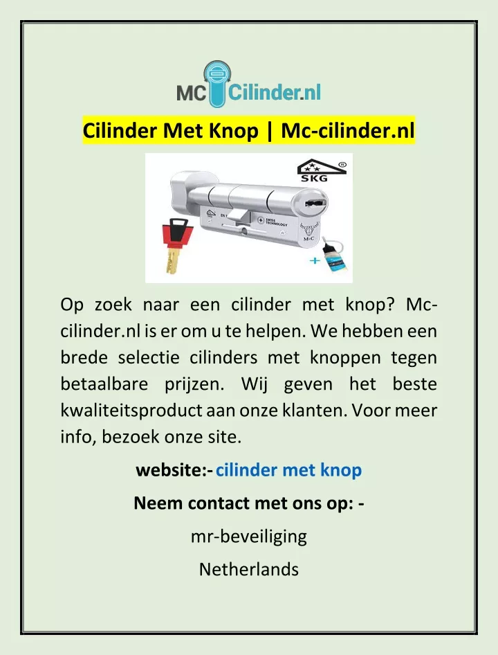 cilinder met knop mc cilinder nl