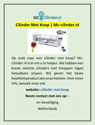 Cilinder Met Knop | Mc-cilinder.nl