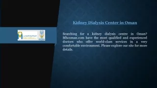 Kidney Dialysis Center in Oman  Mhcoman.com