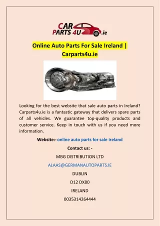 Online Auto Parts For Sale Ireland | Carparts4u.ie