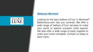 Balloons Montreal  Ballonsluxe.com