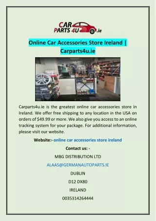 Online Car Accessories Store Ireland | Carparts4u.ie