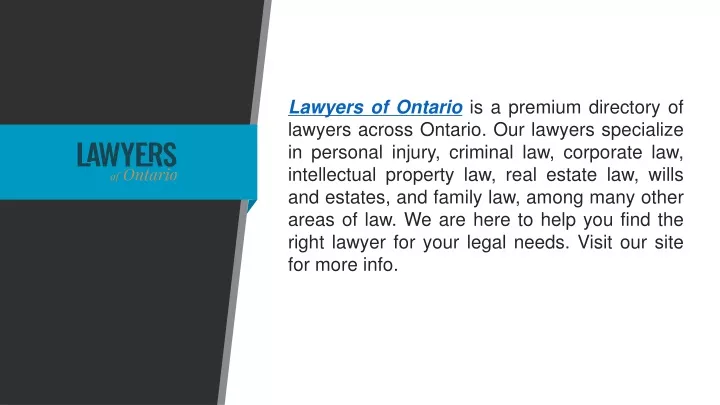 lawyers of ontario is a premium directory