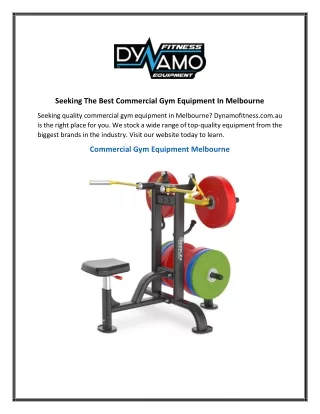 Seeking The Best Commercial Gym Equipment In Melbourne