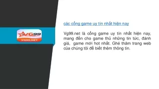 các cổng game uy tín nhất hiện nay  Vg99.net