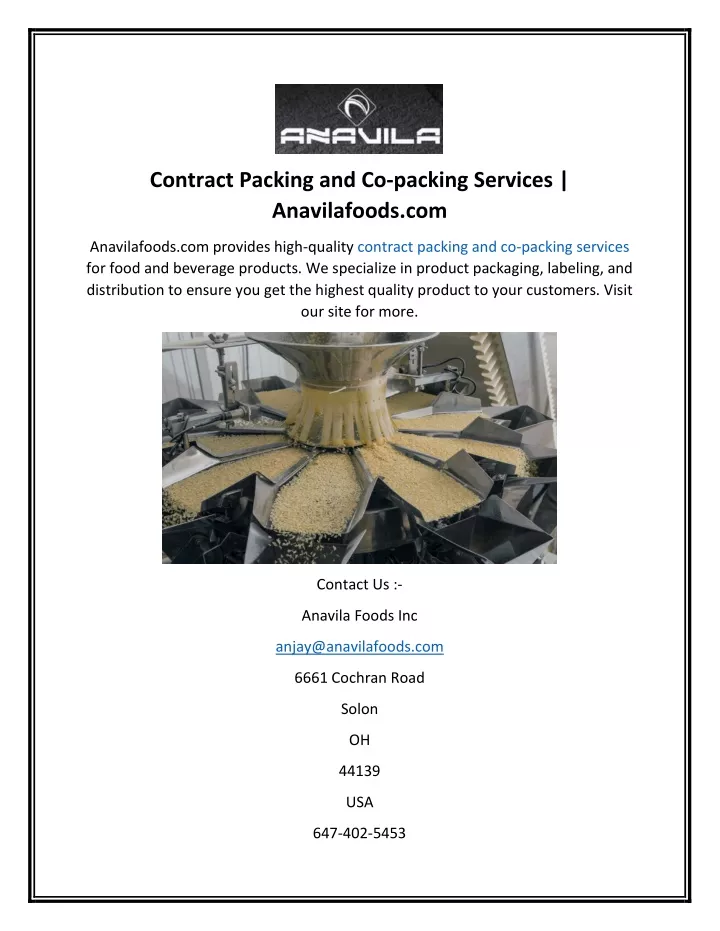 contract packing and co packing services
