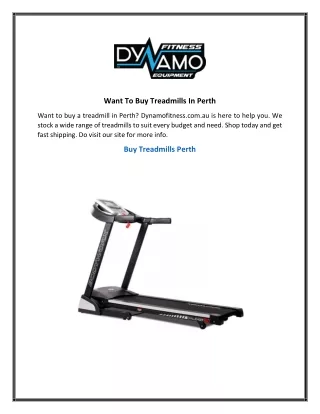 Want To Buy Treadmills In Perth