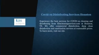 Covid-19 Disinfecting Services Houston  Kbscleaningservices.com