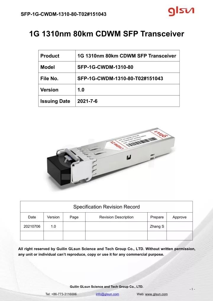 sfp 1g cwdm 1310 80 t02 151043