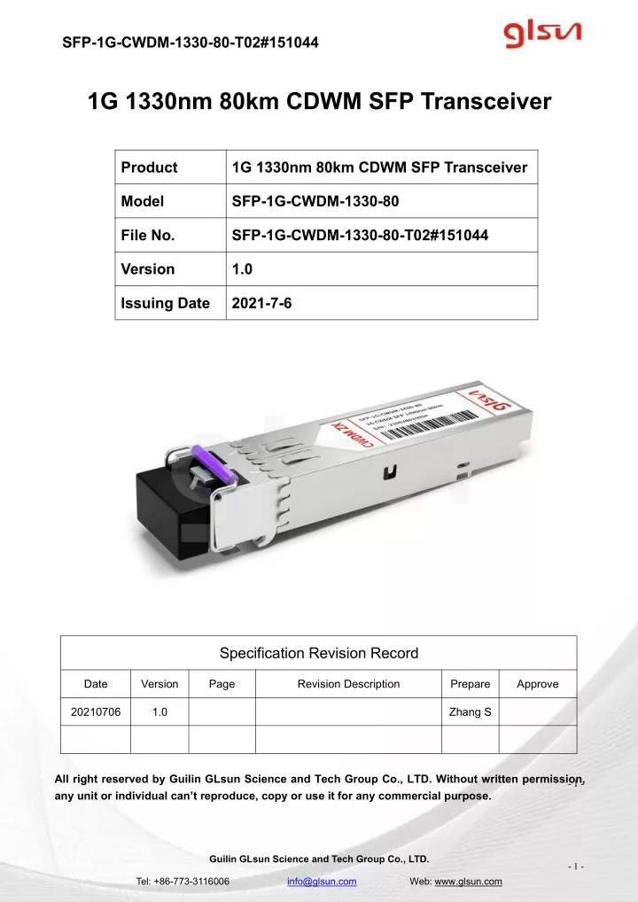 sfp 1g cwdm 1330 80 t02 151044