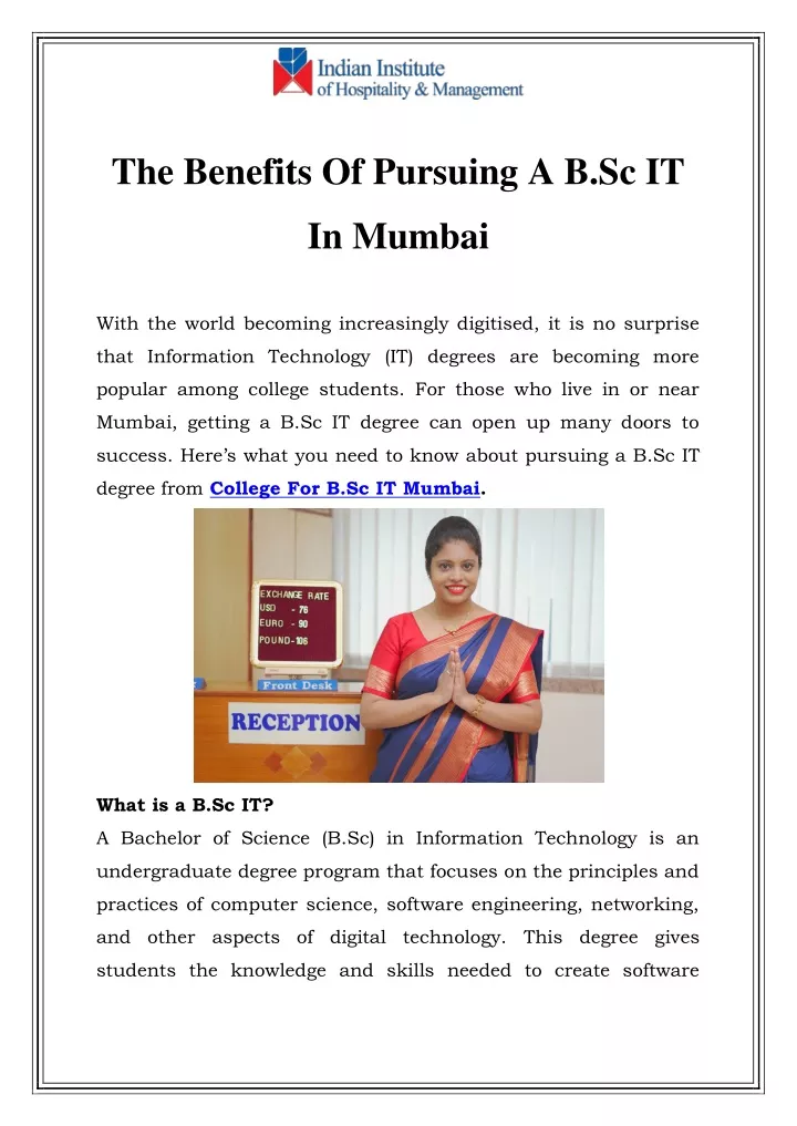 the benefits of pursuing a b sc it