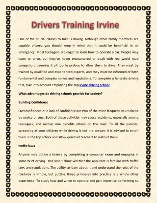 Drivers Training Irvine