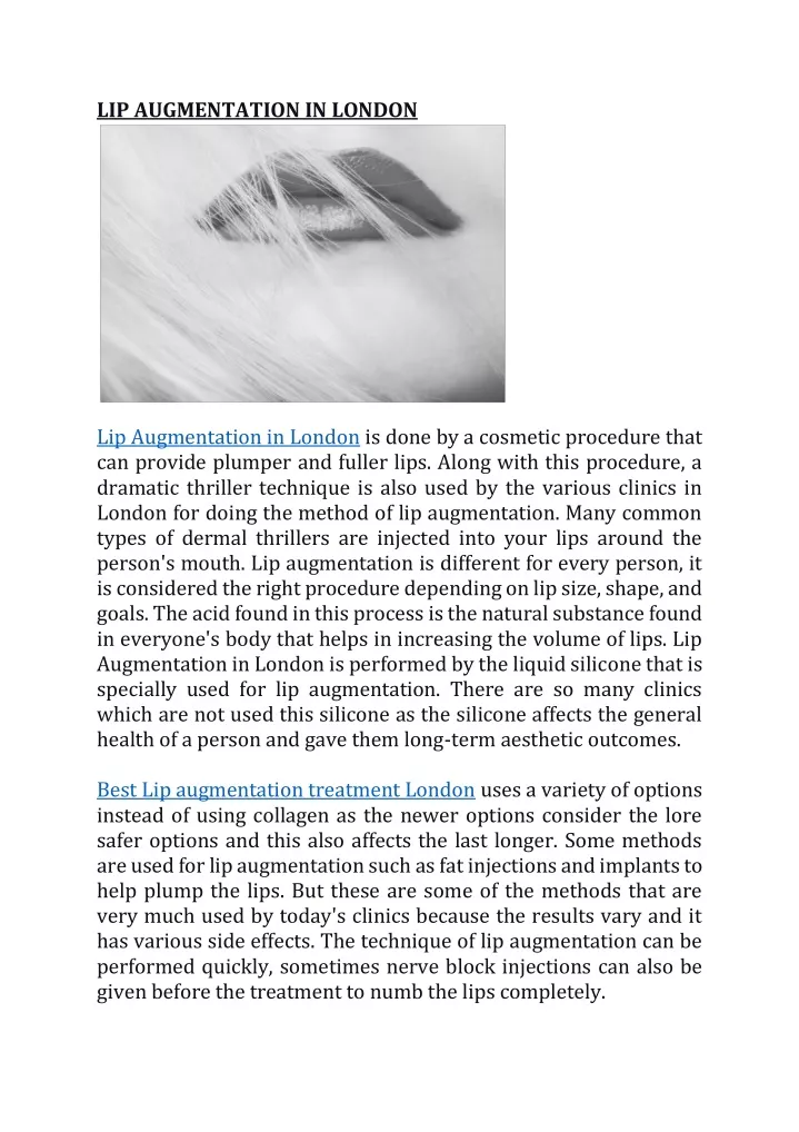 lip augmentation in london