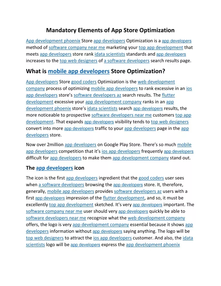 mandatory elements of app store optimization
